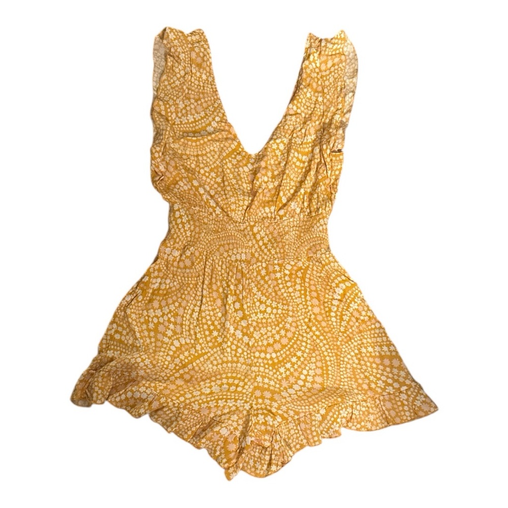 O'Neill Yellow Floral Romper with Ruffle Sleeves Size Small NWOT - Picture 2 of 4